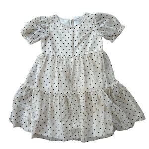 Baby Gap Short Sleeve Ivory with Black Polka Dots Dress 5T